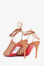 Christian Louboutin Brown Leather Lace-Up 'Folliescabo 100' Heels Size 37.5