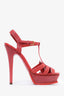 Saint Laurent Red Leather 'Tribute' Platform Pumps Size 38