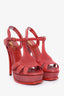 Saint Laurent Red Leather 'Tribute' Platform Pumps Size 38