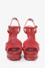 Saint Laurent Red Leather 'Tribute' Platform Pumps Size 38