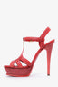 Saint Laurent Red Leather 'Tribute' Platform Pumps Size 38