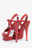 Saint Laurent Red Leather 'Tribute' Platform Pumps Size 38