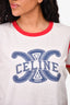 Celine White/Blue Cotton Triomphe Printed T-Shirt Size M