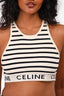 Celine White/Black Striped Cotton Blend Cropped Tank Top Size XS