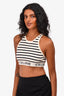 Celine White/Black Striped Cotton Blend Cropped Tank Top Size XS