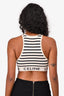 Celine White/Black Striped Cotton Blend Cropped Tank Top Size XS