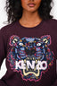 Kenzo Dark Purple Tiger Logo Embroidered Sweater Size XS