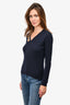 Christian Dior Navy Cashmere Sequin Floral Embroidered Sweater Size 6 US