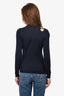 Christian Dior Navy Cashmere Sequin Floral Embroidered Sweater Size 6 US