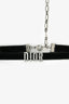 Christian Dior Black Velvet Crystal Embellished 'DIOR' Choker Necklace