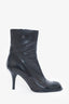 Pre-Loved Chanel™ Black Leather Cap Toe Ankle Boots Size 37