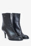 Pre-Loved Chanel™ Black Leather Cap Toe Ankle Boots Size 37