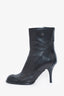 Pre-Loved Chanel™ Black Leather Cap Toe Ankle Boots Size 37