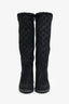 Gucci Black Suede/Shearling Lined 'GG' Embossed Knee High Boots Size 6