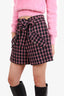 Maje Black/Pink Tweed Check Belted High-Rise Shorts Size 40