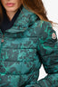 Moncler Green Floral Print Sanglier Giubotto Hooded Down Jacket Size 1