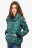 Moncler Green Floral Print Sanglier Giubotto Hooded Down Jacket Size 1