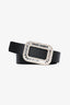 Roger Vivier Black Satin Strass Crystal Buckle Belt Size 70