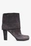 Prada Grey Suede Fold Over Heeled Booties Size 38