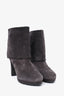 Prada Grey Suede Fold Over Heeled Booties Size 38