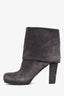 Prada Grey Suede Fold Over Heeled Booties Size 38