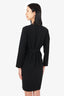 Moschino Black V-Neck Long Sleeve Midi Dress Size 6