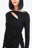 Helmut Lang Black Cut-out Ruched Long-Sleeve Top Size Medium