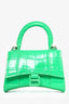 Balenciaga Green Croc Embossed Hourglass Mini Chain Bag