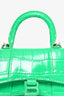 Balenciaga Green Croc Embossed Hourglass Mini Chain Bag