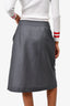 Prada Grey Wool White Buttoned Midi Skirt Size 38 (As Is)