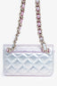 Pre-Loved Chanel™ Pink/Silver Quilted Lambskin 'Coco Punk' Flap Clutch with Chain