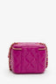 Pre-Loved Chanel™ Dark Pink Quilted Lambskin Mini Pearl Crush Vanity Case