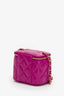 Pre-Loved Chanel™ Dark Pink Quilted Lambskin Mini Pearl Crush Vanity Case