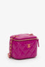 Pre-Loved Chanel™ Dark Pink Quilted Lambskin Mini Pearl Crush Vanity Case