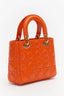 Christian Dior Limited Edition Orange Lambskin Small Lady Dior Top Handle