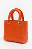 Christian Dior Limited Edition Orange Lambskin Small Lady Dior Top Handle