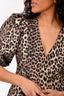 Ganni Leopard Print Puff Sleeve V-Neck Mini Dress Size 40