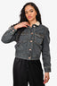 Isabel Marant Etoile Grey Denim Puff Sleeve 'Nolinea' Jacket with Faux Sherpa Collar Size 38