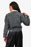 Isabel Marant Etoile Grey Denim Puff Sleeve 'Nolinea' Jacket with Faux Sherpa Collar Size 38