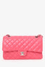 Pre-Loved Chanel™ Dark Pink Lambskin Medium Double Flap Bag 'Refurbished'