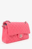 Pre-Loved Chanel™ Dark Pink Lambskin Medium Double Flap Bag 'Refurbished'