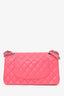 Pre-Loved Chanel™ Dark Pink Lambskin Medium Double Flap Bag 'Refurbished'