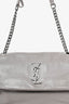 Saint Laurent Grey Leather Medium Tassel Shoulder Bag (As Is)