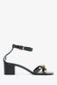 Versace Black Leather Gold Ankle Strap Sandals Size 41