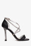 Prada Black Satin Strappy Crystal Heels Size 36