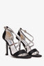 Prada Black Satin Strappy Crystal Heels Size 36