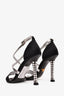 Prada Black Satin Strappy Crystal Heels Size 36