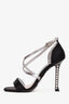 Prada Black Satin Strappy Crystal Heels Size 36