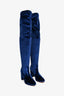 Aquazurra Blue Suede Knee High Boots Size 36.5