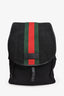 Gucci Black Canvas Web Detail Flap Techno 2 in 1 Backpack